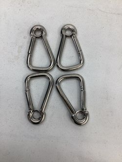 4 pcs 5/16'' Marine Stainless Steel Carabiner Snap Hook w/ Eyelet Insert Boating