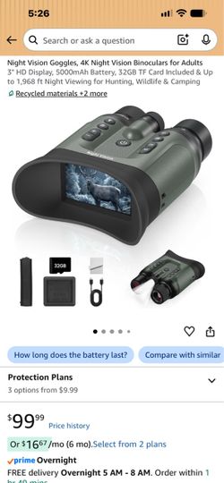 Night Vision Goggles, 4K Night Vision Binoculars for Adults 3" HD Display