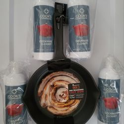 Masterpro 8 Inch Pre Seasoned Cast Iron Fry Pan Bundle
