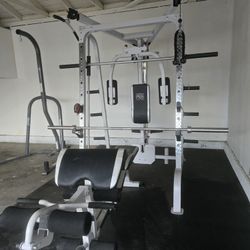 Marcy Pro Smith Cage Workout Machine TOTAL body Training Home Gym System, White