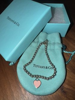 Tiffany Pink Heart Tag Bead Bracelet
