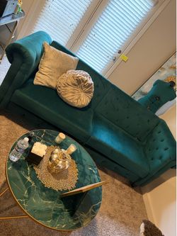 Green Velvet Couch/Day Bed