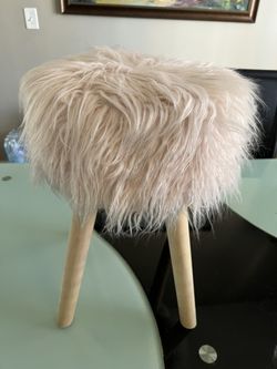 Pink Faux Fur Stool