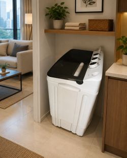 Portable washer machine with dry spin cycle