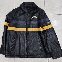 NFL Very RARE Vintage San DIEGO Chargers LEATHER  REEBOK Leather Jacket