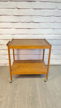 MCM Oak Bar Serving Cart