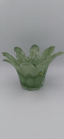 Beautiful Vintage Vietri Onda Glass Vase/ Bowl Made In Italy With Original Murano Sticker
