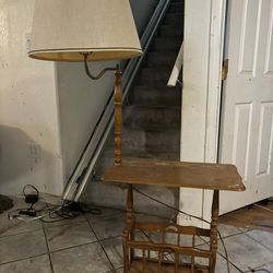 Vintage Magazine Table w/ Lamp
