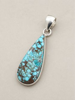 Huge XL Cloud Mountain 2.5” Silver Turquoise Teardrop Pendant