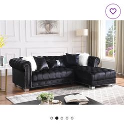 High-End Black Velvet Sectional Sofa – Originally $1,900!