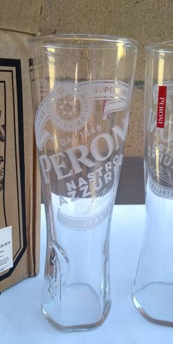 PERONI GLASSES . ( ALSO PLENTY OF NEON SIGNS / LIGHTS AVAILABLE FOR SALE )DODGERS & ANGELS BOBBLEHEADS AVAILABLE. TAP HANDLES .