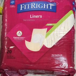 NEW, Fit Right Plus Liners, Heavy Absorbency, 13”x 34”,  20 CT, 
