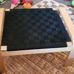 IKEA POÄNG Ottoman – Birch Wood Frame, Black Woven Seat