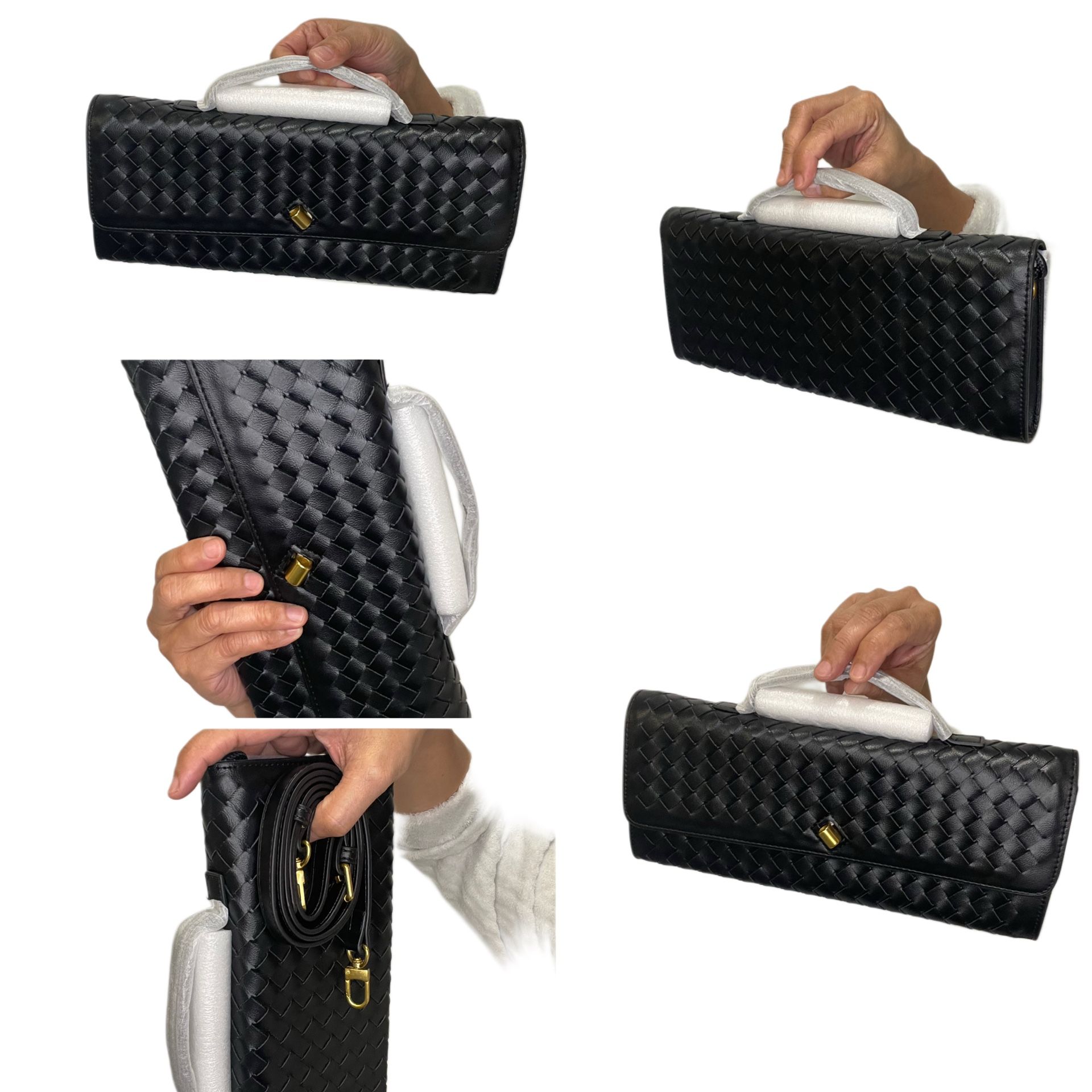 Woven Evening Clutch /crossbody/shoulder Purse Black