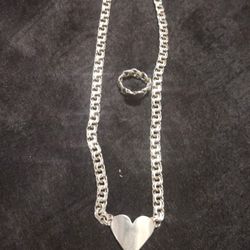 Silver Necklace With Ring