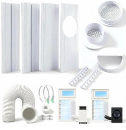 2026 Upgraded Portable Air Conditioner Window Kit with Exhaust Hose, Universal 4.0/5.1/5.9 Inch Seamless Window Vent Kit for AC & Dryer, 17" to 60" Ad
