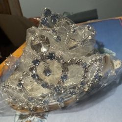 Peineta Con Corona Pequeña Color Azul