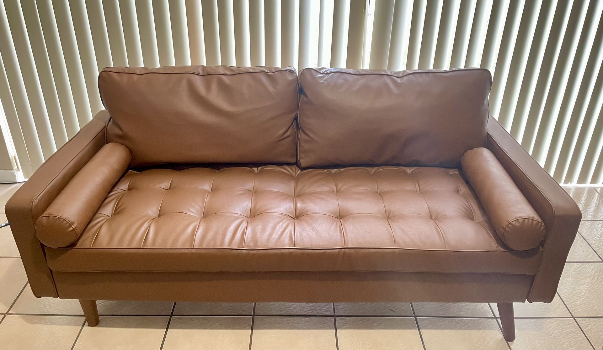 Two-Seater Leather-Like Sofa