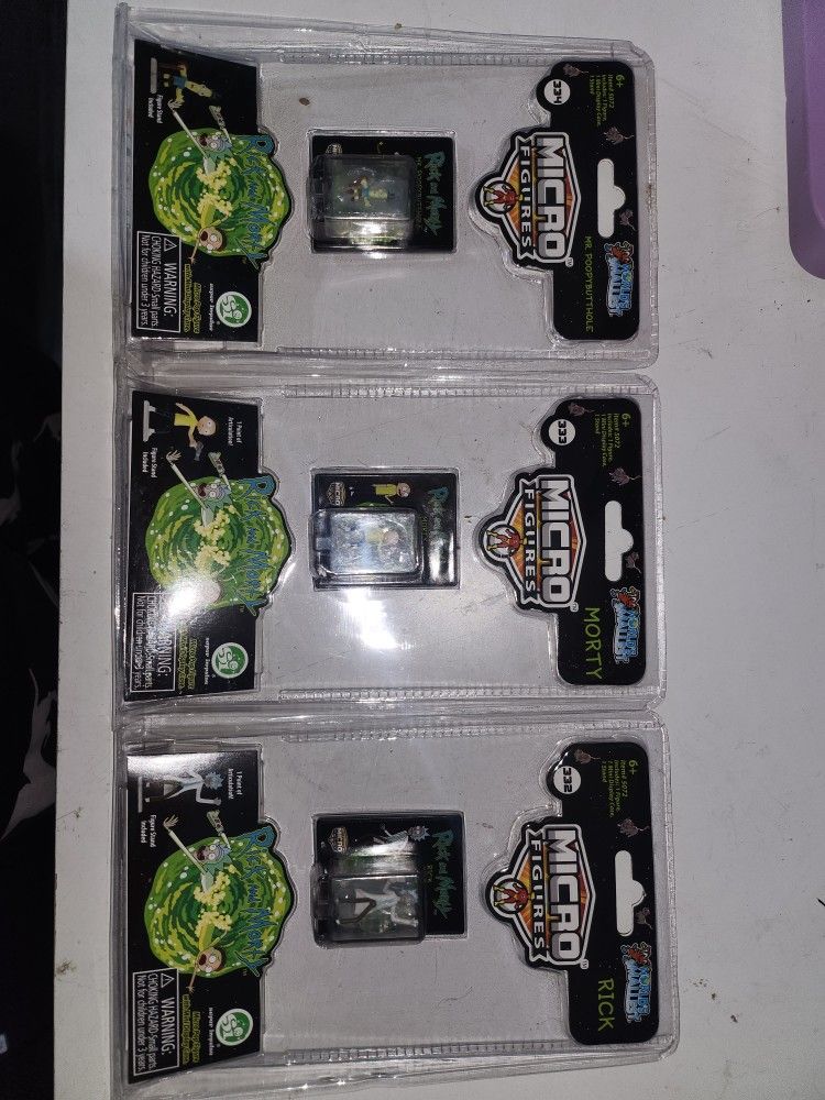 Rick and Morty set of 3 worlds smallest figurines