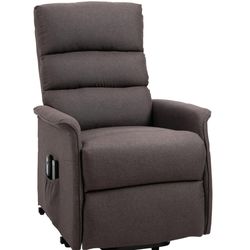 HOMCOM Power Lift Chair, Fabric Recliner Sofa with Remote Control, Side Pockets