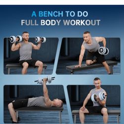 Flat Weight Bench, Foldable Workout Bench for Home Gym with 660 LBS Weight Capacity, Flat Bench Press for Full Body Workout, Black MB20