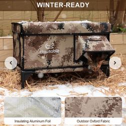 New Large Camo Small Animal House Shelter with Built in Heater for warmth for the cold months