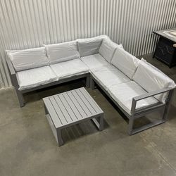 Aluminum L-Shaped Outdoor Patio Furniture Set