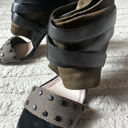 Olive and black Leather and suede Bootie’s 