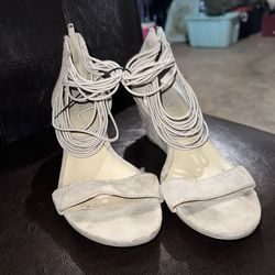 Suede tan heels Size 7