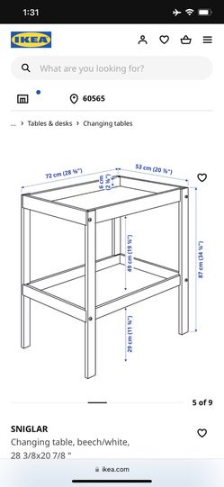 SNIGLAR Changing table, beech, white, 28 3/8x20 7/8 - IKEA