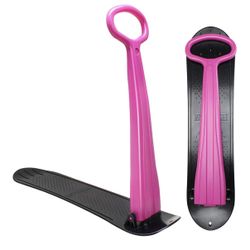 Snow Scooter Sled for Kids Winter Outdoor Sports, Fold-up Snowboard with Handlebar, Black-Pink New
