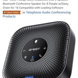 EMEET Conference Speakerphone M0 Plus, 4 AI Mics 360° Voice Pickup, Noise Reduction, USB C Speaker, Bluetooth Conference Speaker for 8 People w/Daisy 