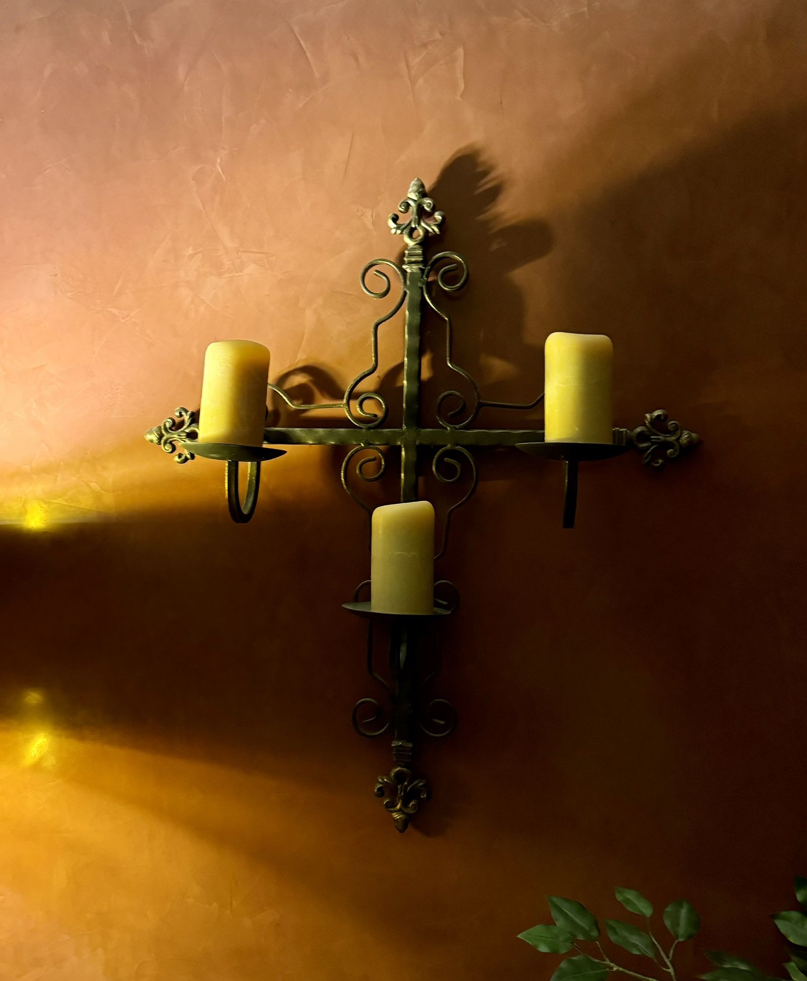 Large Wrought Iron Cross Candle Holders