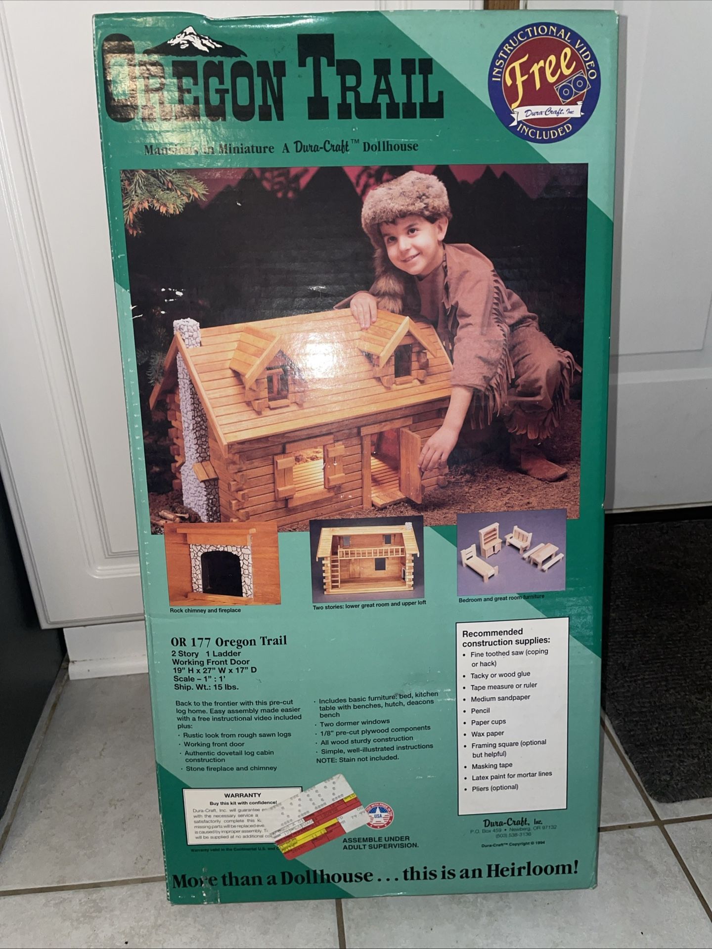 Dura-Craft Vintage 1994 Oregon Trail Mansions In Miniature Cabin Dollhouse OR177