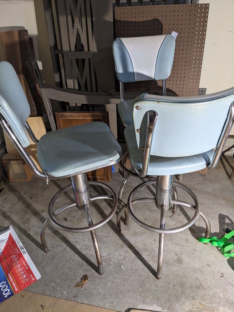 Blue Vintage Diner Bar Stools