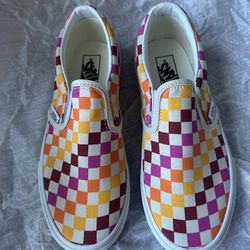 Rainbow Checkered Slip-On Vans Size 3