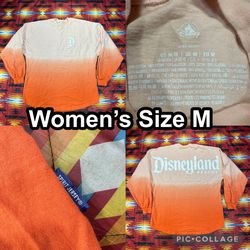 Disney Spirit Jersey Womens Medium Pink Orange Puff Disneyland Long Sleeve Shirt