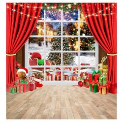 Christmas Backdrop Background for Family Gathering Christmas Party Decoration 10x10FT