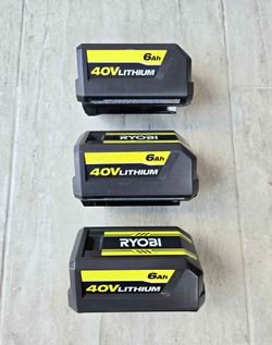 RYOBI 40V Battery 6.0.    ( EACH $75)