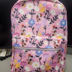 Minnie Mouse Floral Vegan Leather Backpack PINK