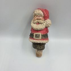 Spit 'N Whittle By Chris Hammack Santa Eggnog Bottle Stopper Carved Wood Vintage