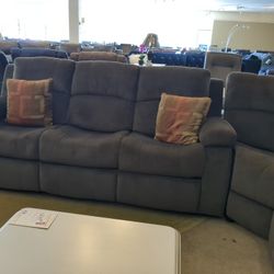 Grey Sectional Cupholder, Queen Sleeper, Reclines, Storage...