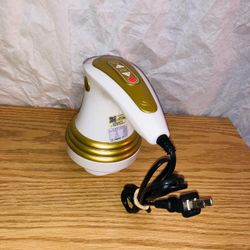 White and gold, handheld electric body massager and anti cellulite slimming devices