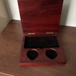 Cherry Wood Box To Save 2 Big Coins And 1 Bill