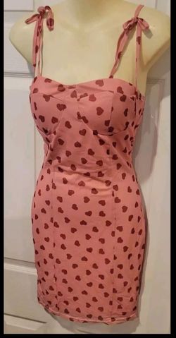 Baddieville dress small new sexy, pink, hearts, pencil,  wiggle