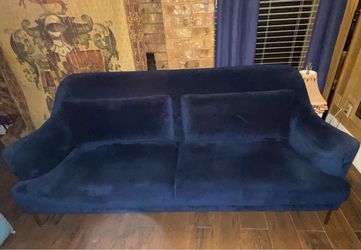 Navy blue velvet loveseat sofa couch