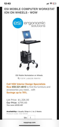esi ergonomic solutions workstat on wheels WOW