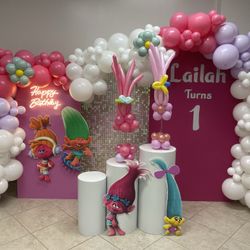 Trolls Theme Birthday Balloon Garland Party