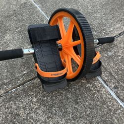 New Genuine P90X Hard Core Ab Roller Fitness Wheel Exercise Workout + Foot Straps Rare