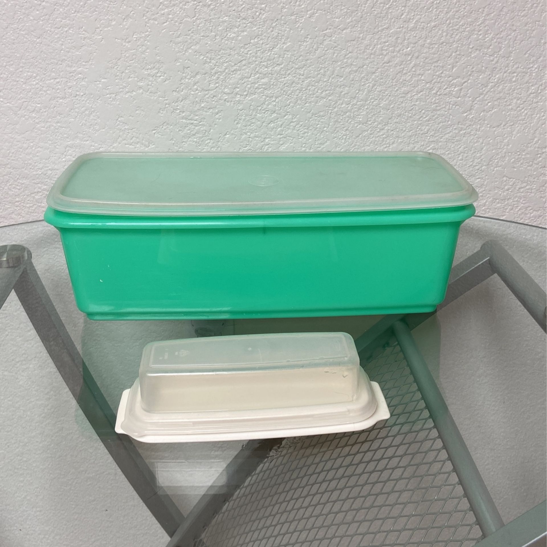 Vintage Tupperware Bread Box and Rubbermaid Butter Dish.